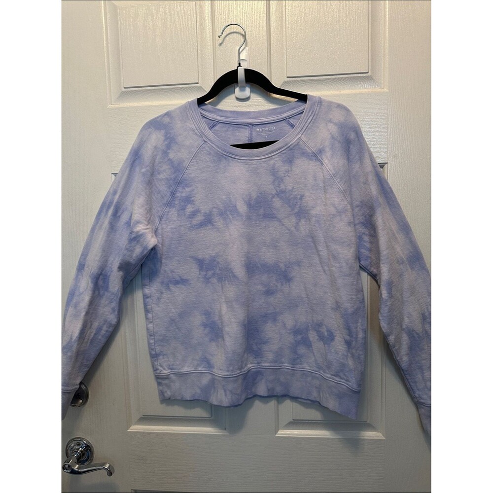 Athleta Light Blue Sky-Cloud Tie-Dye Lightweight Sweatshirt Size Small